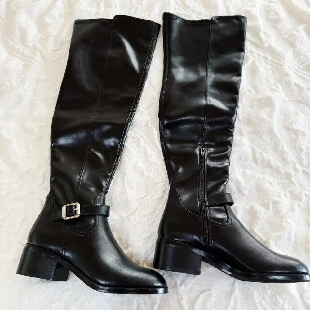 Dolce Vita Elyse Over-The-Knee Buckle Block Heel Boot Size 8 New